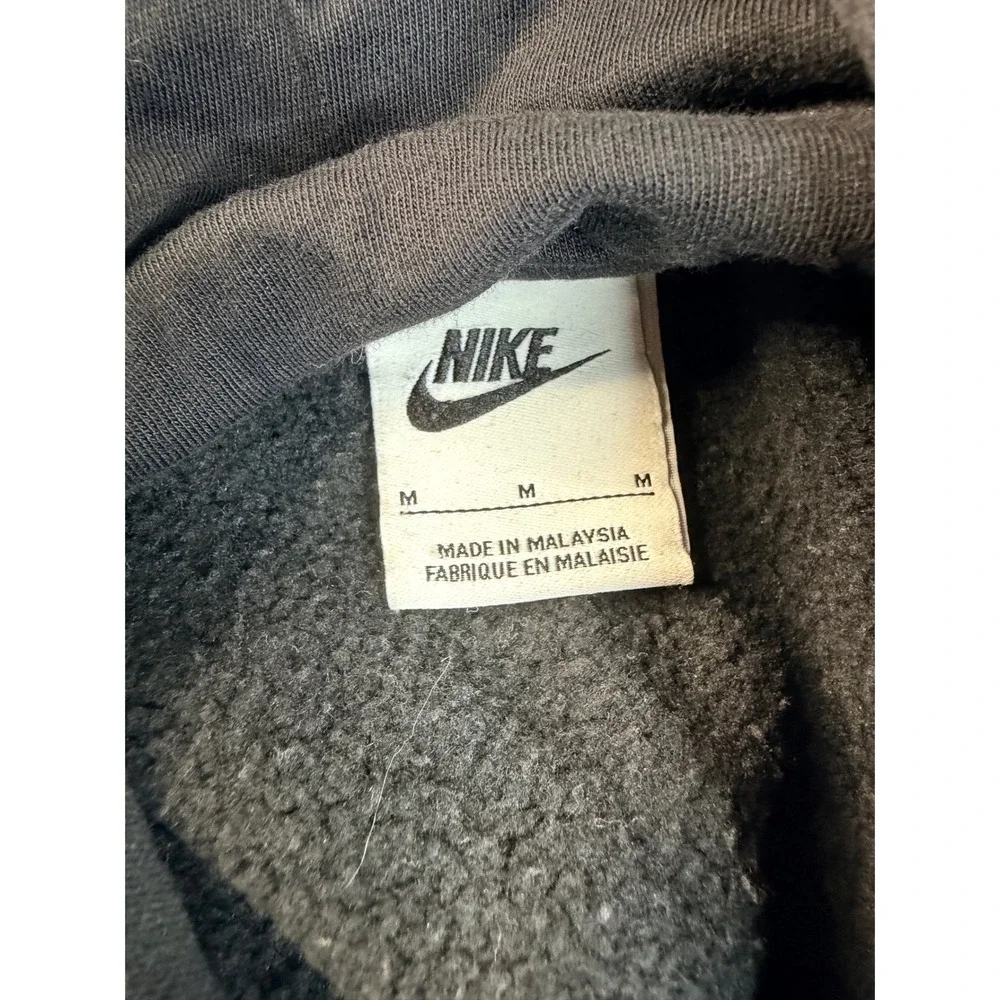 Nike Hoodie Mens Medium Black Cotton Blend Fleece Embroidered Swoosh Pullover